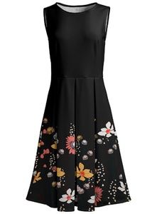 Black & Orange Floral Fit & Flare Dress